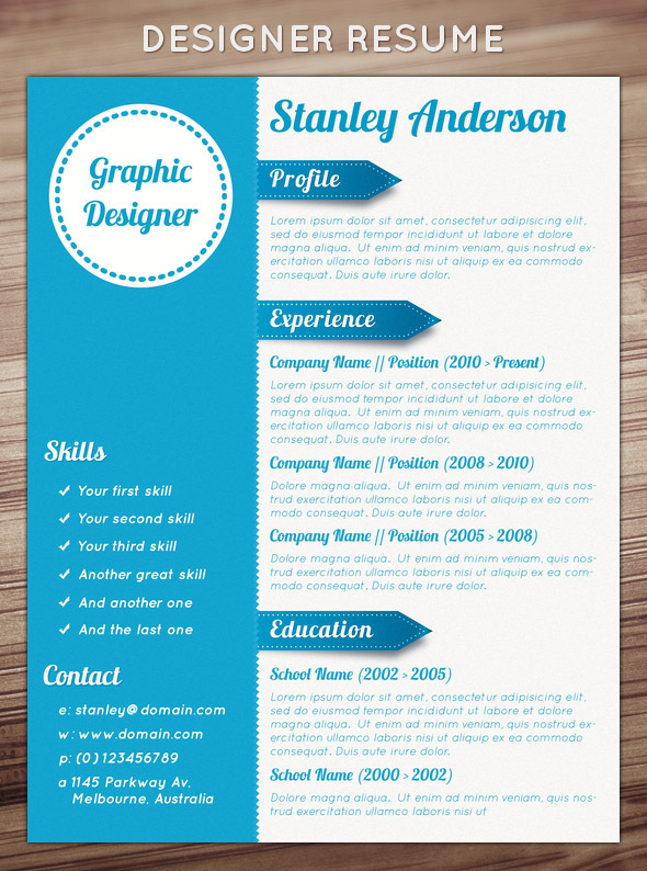 Colourful resume examples