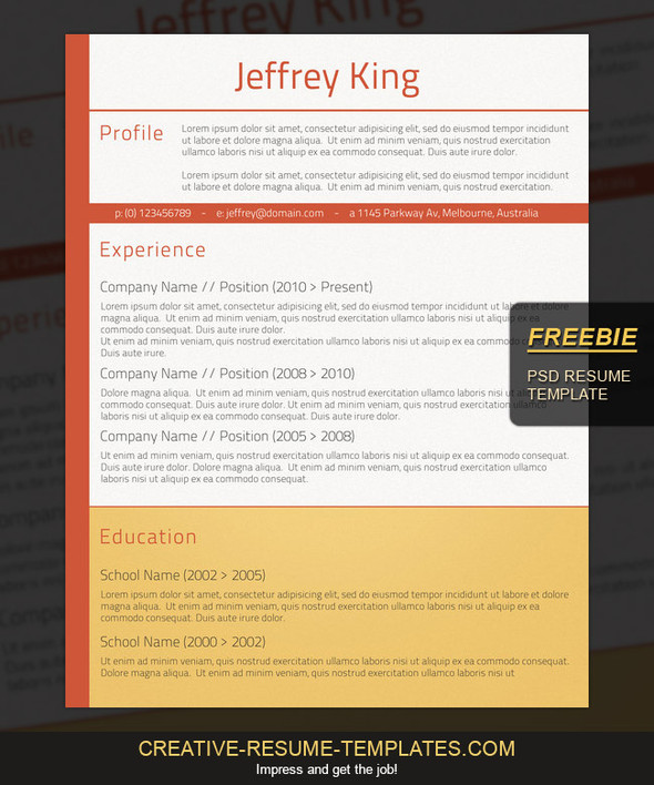 download psd resume